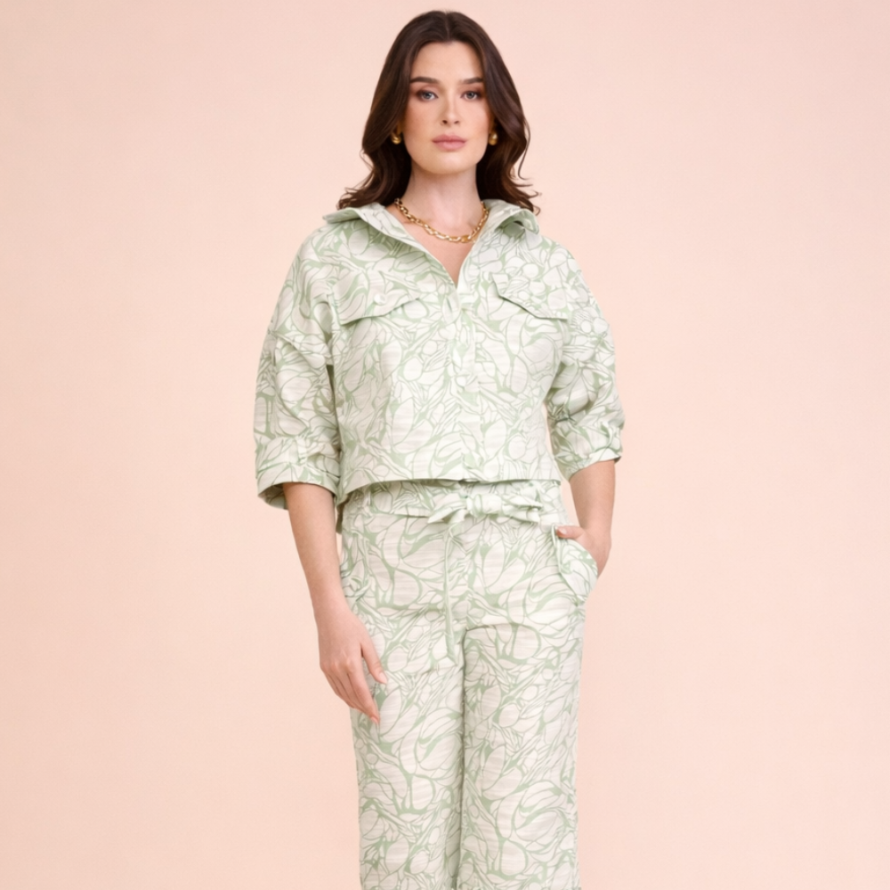 JAQUETA TANIA JACQUARD V26 VERDE