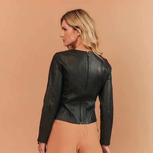 BLUSA ALICE COURO PRETO