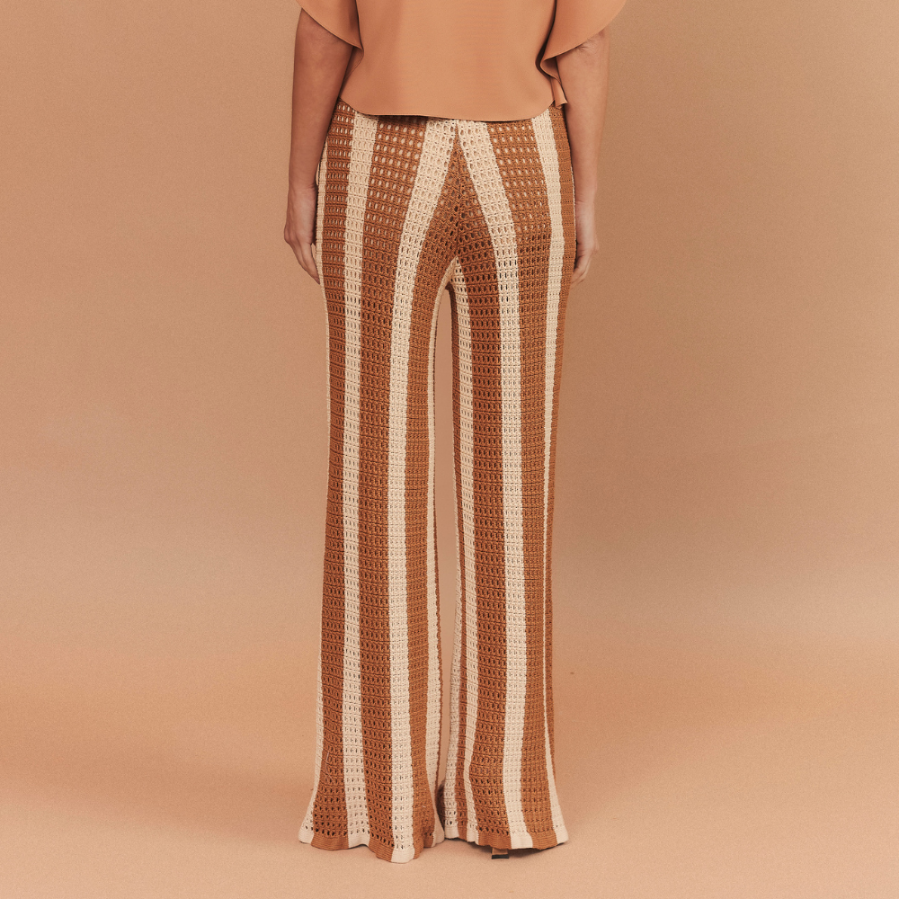 CALÇA CLARA TRICOT CARAMELO