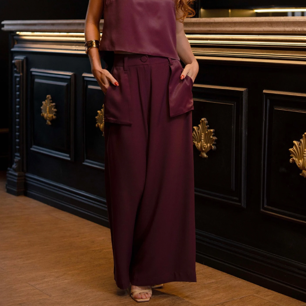 CALÇA FLORA PANTALONA ROXO