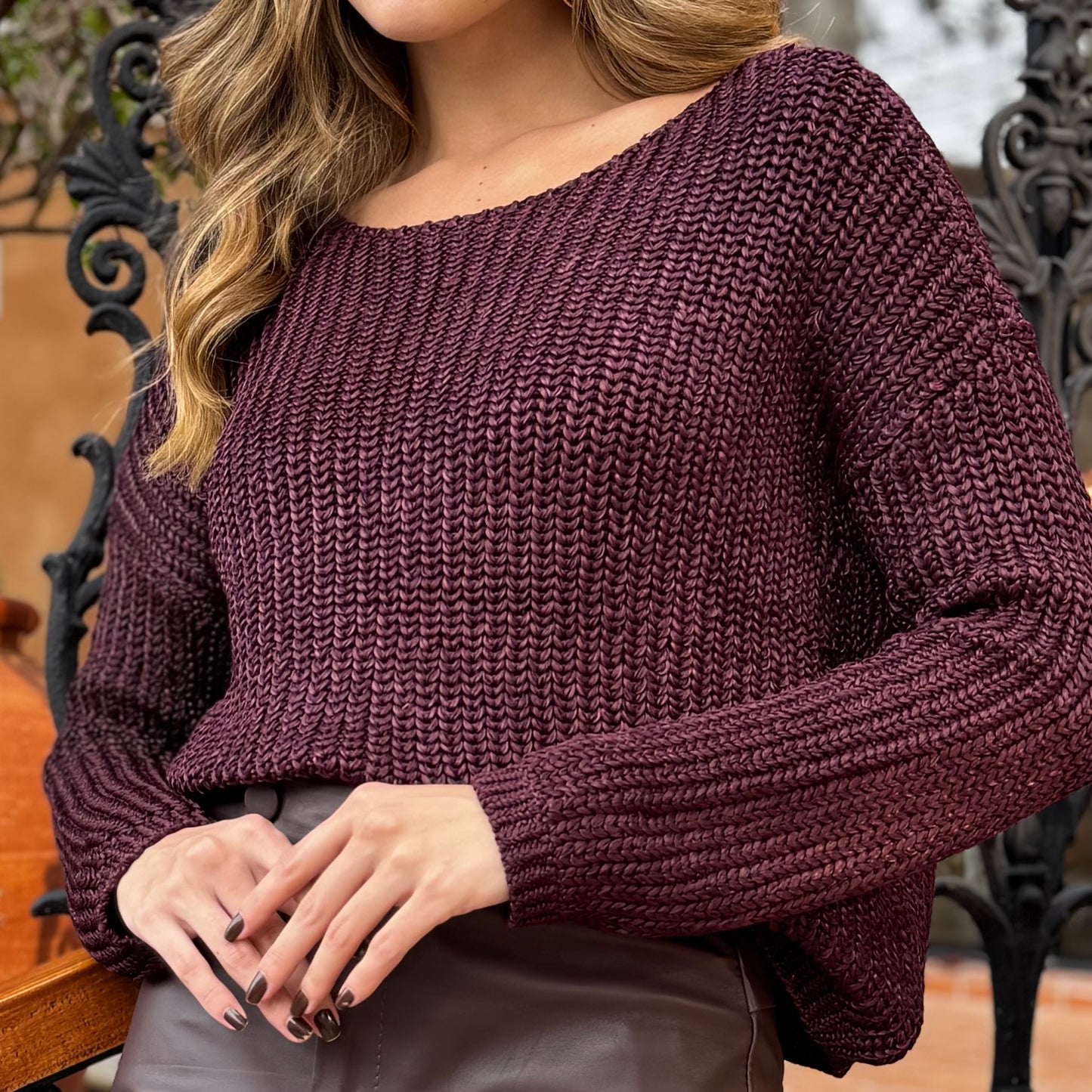 BLUSA AMPLA MANGA LONGA ROXO