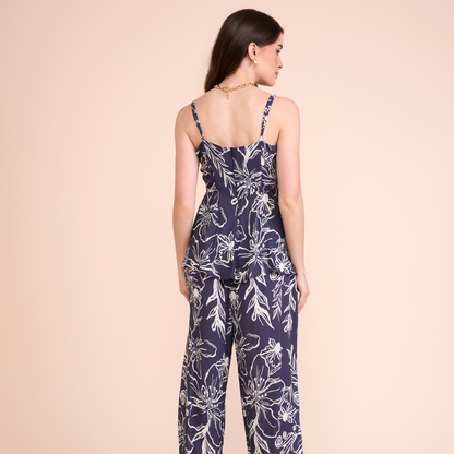 Regata Mônica Estampada Alça fina Azul Marinho Infinita