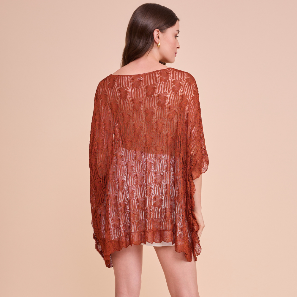 Blusa Ampla Rendada Tricot Canela Infinita