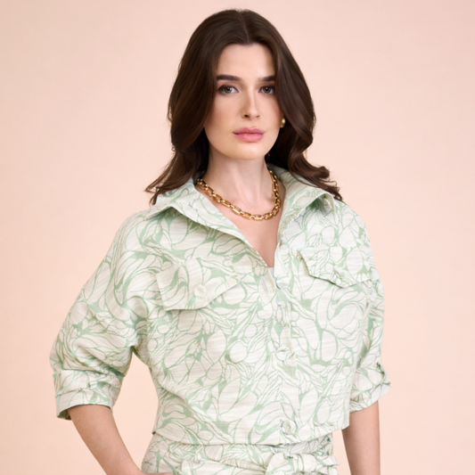 JAQUETA TANIA JACQUARD V26 VERDE