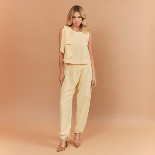 CALÇA JULIANA CREPE PATOU AMARELO