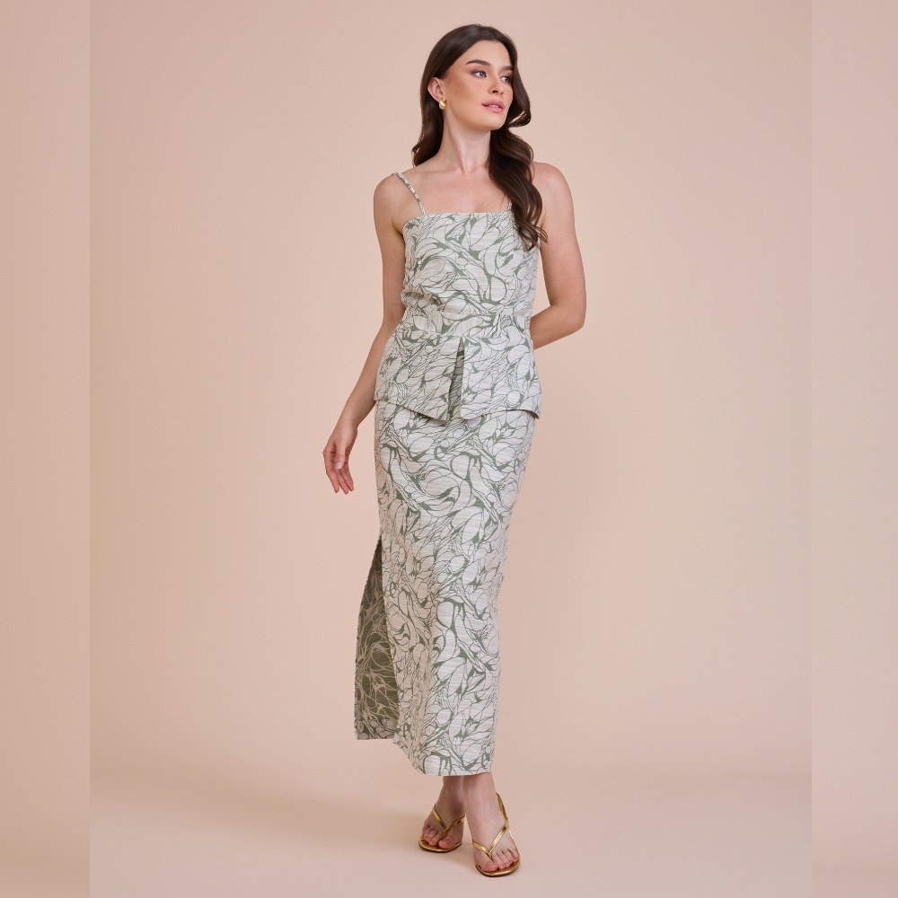 VESTIDO TANIA JACQUARD V26 VERDE