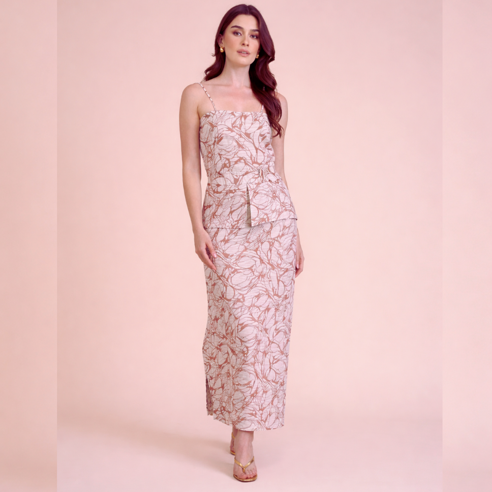 VESTIDO TANIA JACQUARD V26 TIJOLO