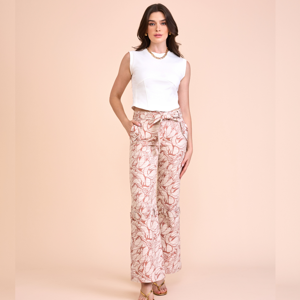 CALÇA TANIA JACQUARD V26 TIJOLO