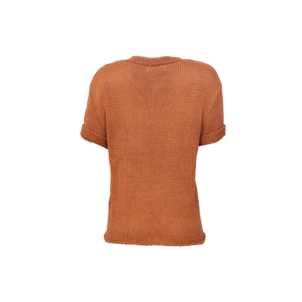 BLUSA MANGA CURTA TRICOT MARROM CLARO