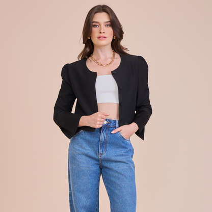 CASAQUETO RITA CREPE PATOU PRETO