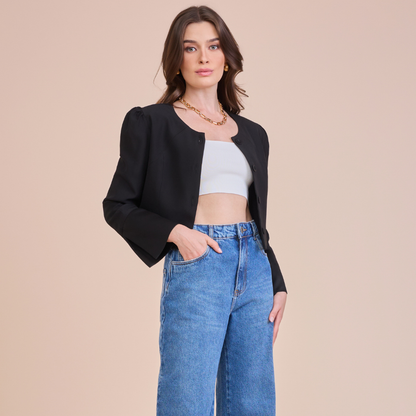 CASAQUETO RITA CREPE PATOU PRETO