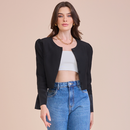 CASAQUETO RITA CREPE PATOU PRETO
