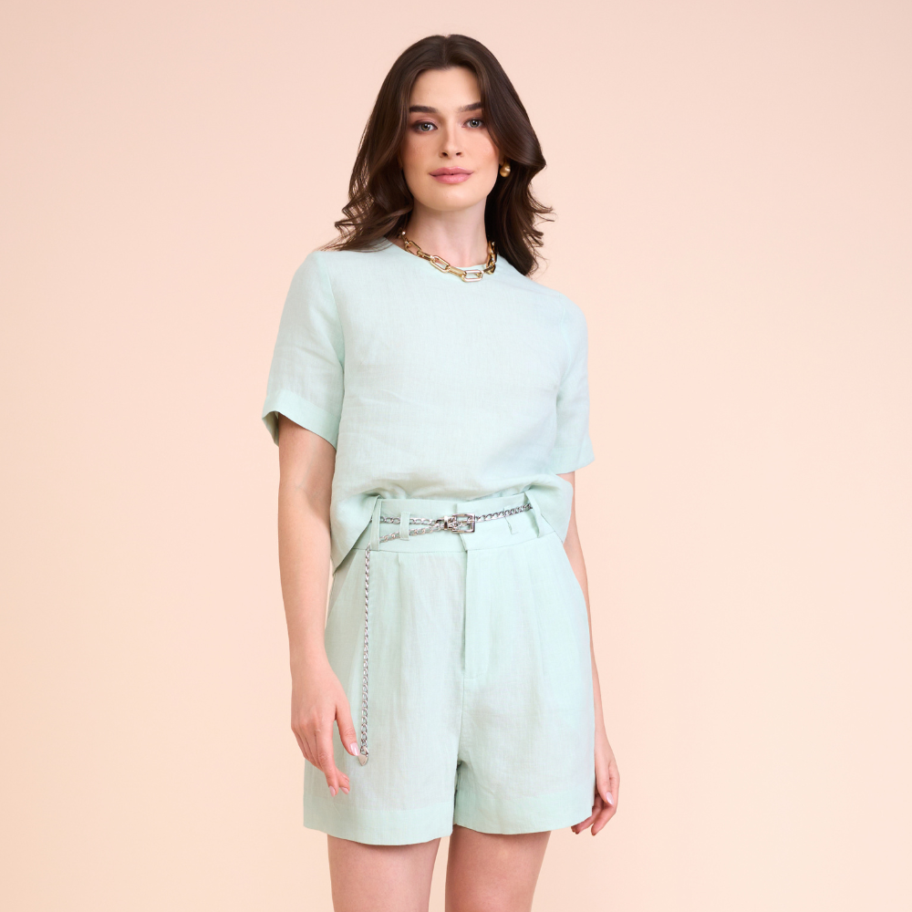 BLUSA CAMILA PURO LINHO VERDE