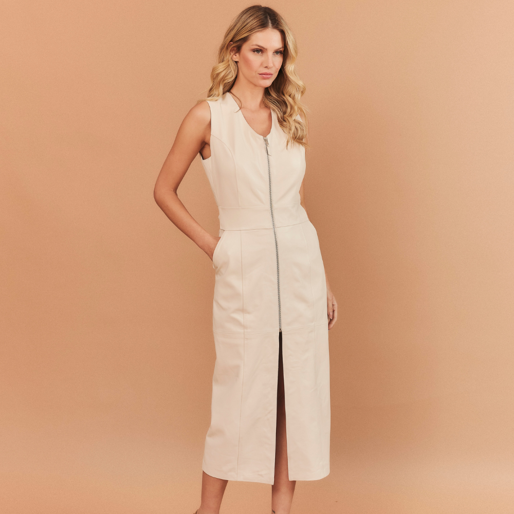VESTIDO COURO DENISE OFF WHITE