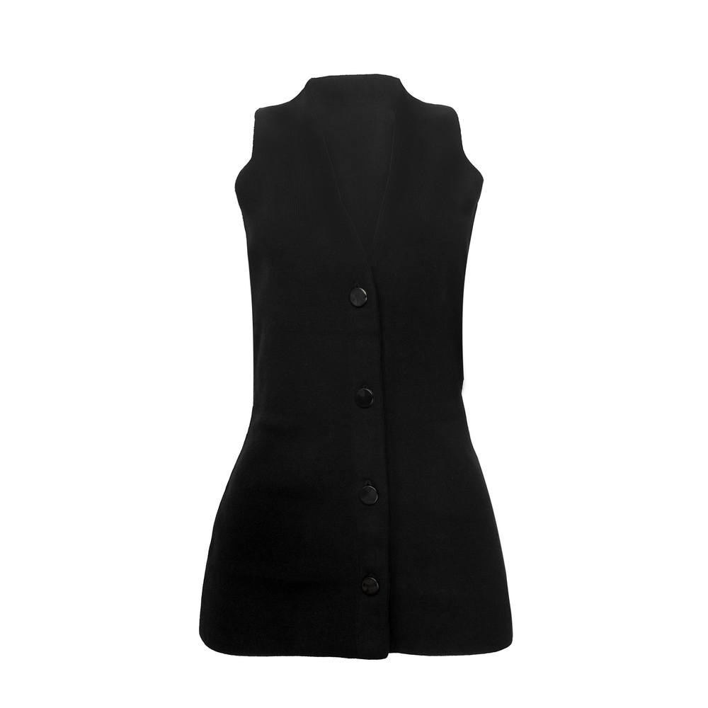 BLUSA SEM MANGA BOTÕES PRETO