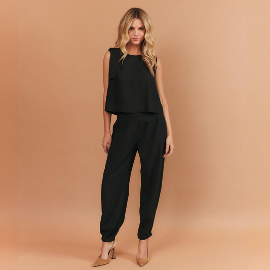 CALÇA JULIANA CREPE PATOU PRETO