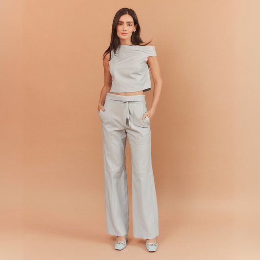 CALÇA MORGANA DE COURO AZUL CLARO