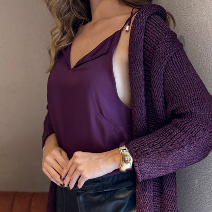 KIMONO AMPLO TRICOT ROXO