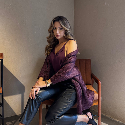 KIMONO AMPLO TRICOT ROXO
