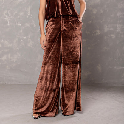 CALÇA LEONOR VELUDO MARROM