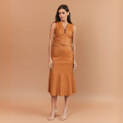 CROPPED BRUNA COURO MOSTARDA