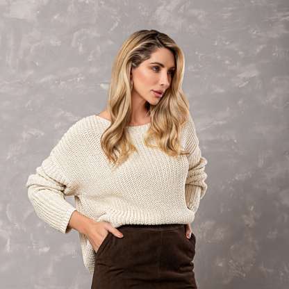BLUSA AMPLA MANGA LONGA BEGE