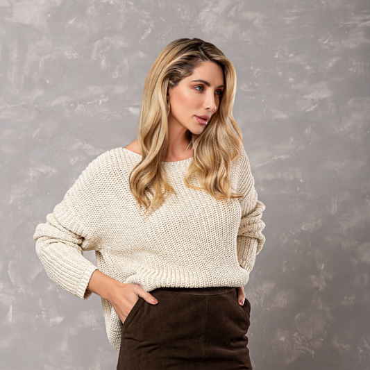 BLUSA AMPLA MANGA LONGA BEGE