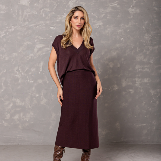 SAIA RETA LONGUETE TRICOT MARROM