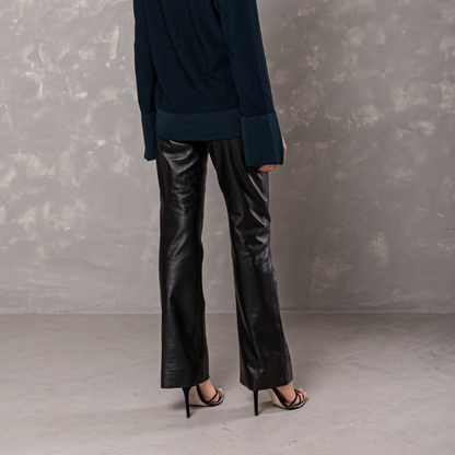 CALÇA FABIOLA DE COURO PRETO