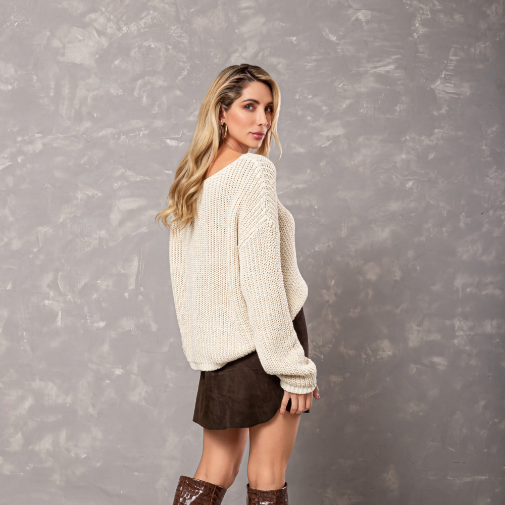 BLUSA AMPLA MANGA LONGA BEGE