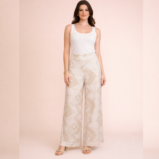 CALÇA SUÊNIA JACQUARD OFF WHITE